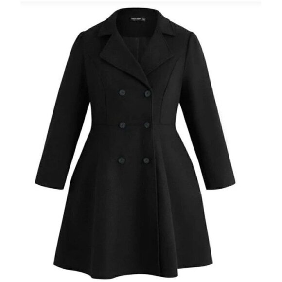 Black Double Breasted Shein Coat - Picture 1 of 7